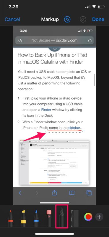 Cómo marcar capturas de pantalla en iPhone y iPad
