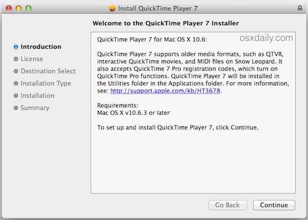 Instale QuickTime Player 7 en las nuevas versiones de OS X