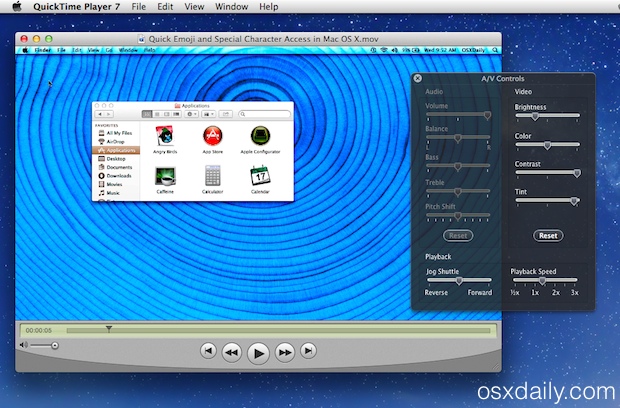 QuickTime Player 7 en Mac OS X. 