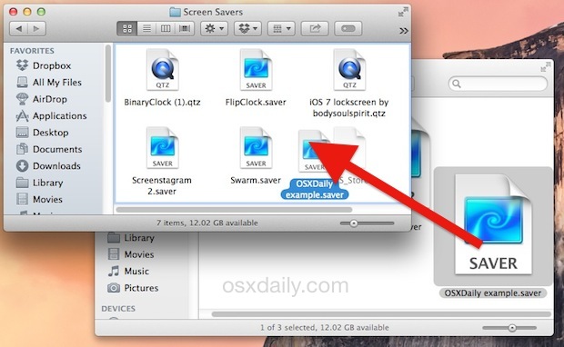 Instale manualmente un protector de pantalla en Mac OS X.