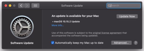 Descargar la actualización 10.15.2 de MacOS Catalina