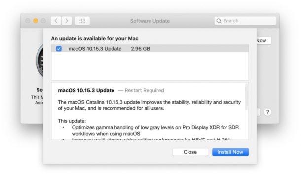 Actualización de MacOS Catalina 10.15.3