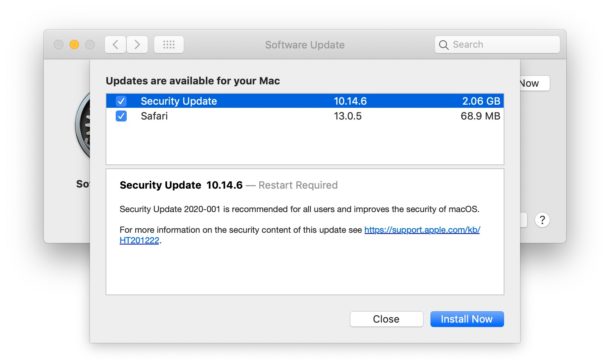 Actualización de seguridad de MacOS para Mojave