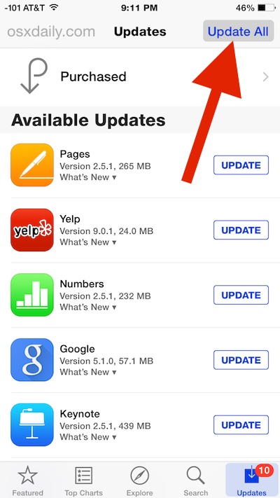 Actualizar aplicaciones en la App Store de iOS
