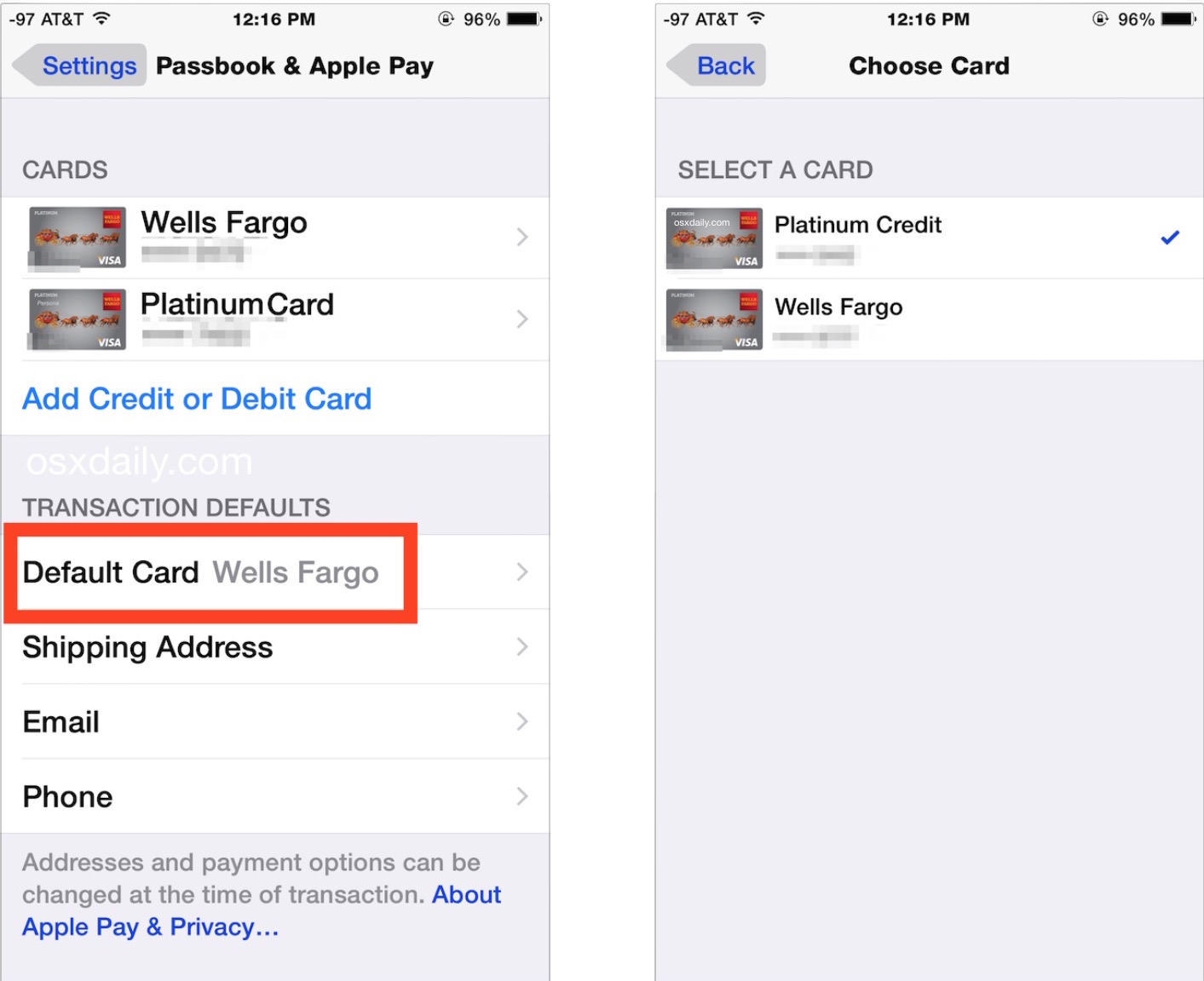Cambiar la tarjeta predeterminada utilizada para compras de Apple Pay en iPhone