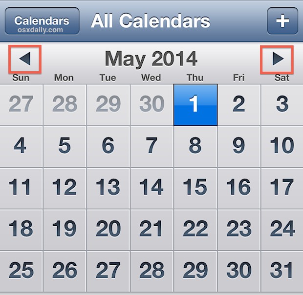 Navegación rápida por calendario en iOS