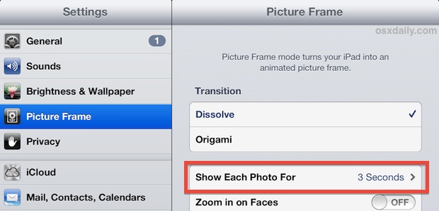 Cambiar el temporizador de fotogramas en el iPad