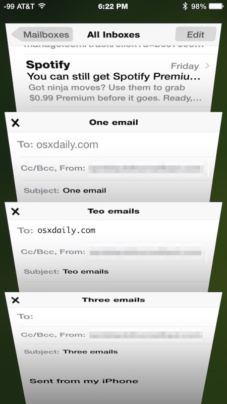 Correos electrónicos más minimizados en Mail para iOS