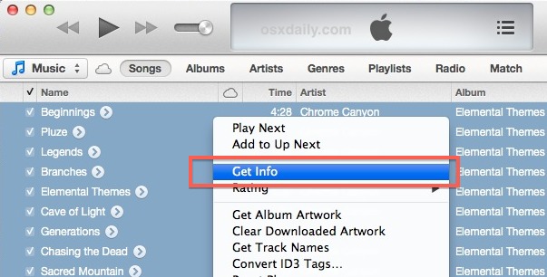 Establecer un grupo para la configuración del ecualizador de canciones en iTunes