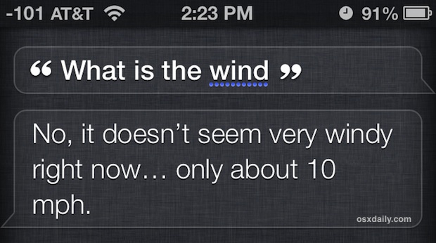 Obtén la velocidad del viento de Siri