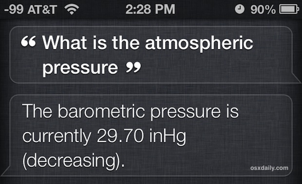 Obtenga la presión atmosférica de Siri