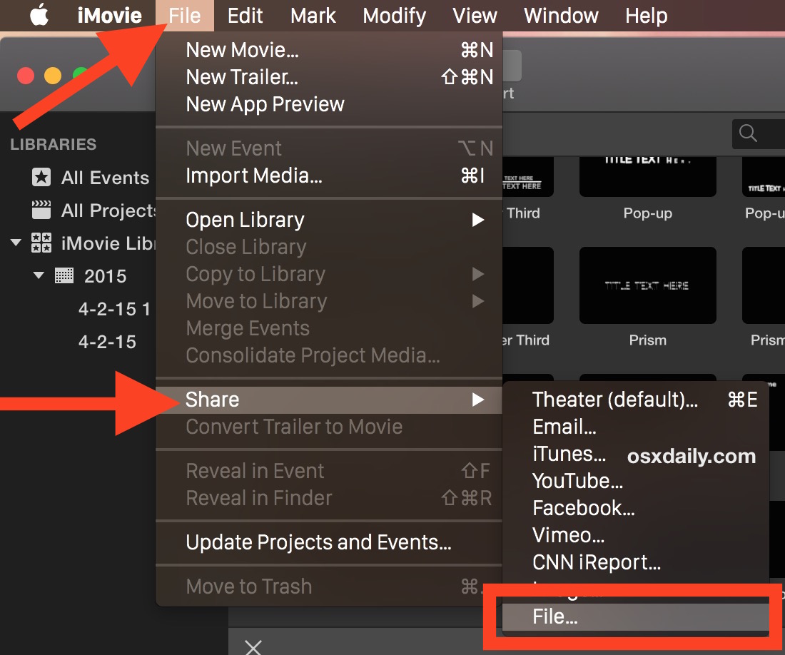 Cómo guardar un archivo de video en iMovie para Mac OS X.