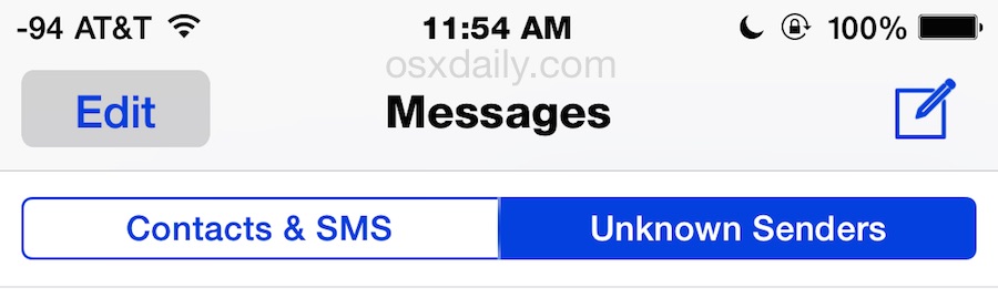 Filtrar mensajes de remitentes desconocidos en iOS