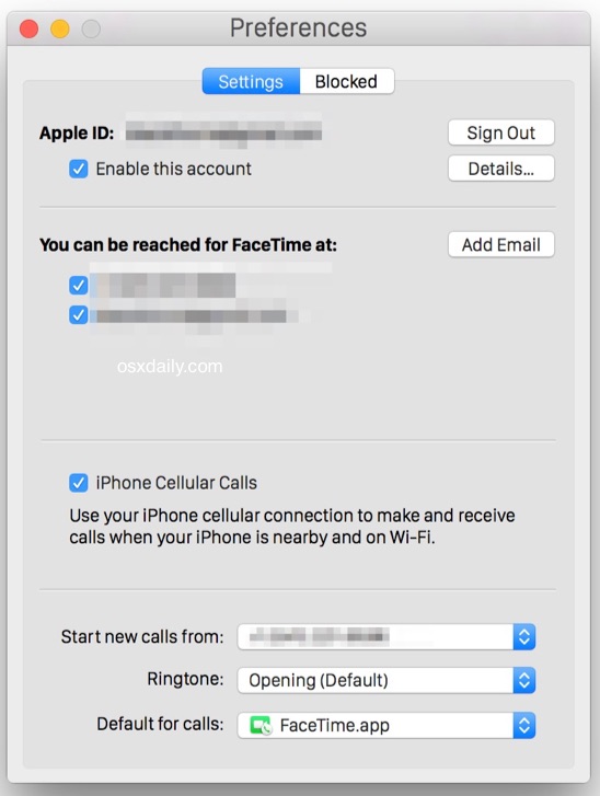 Habilitar llamadas iPhone iPhone en Mac