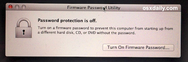 Desactive la contraseña del firmware en Mac OS X.