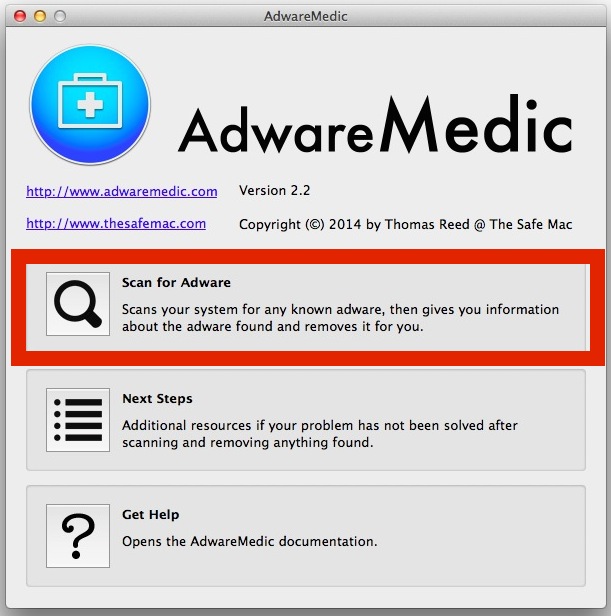 AdwareMedic escaneará, detectará y eliminará el adware en Mac OS X.
