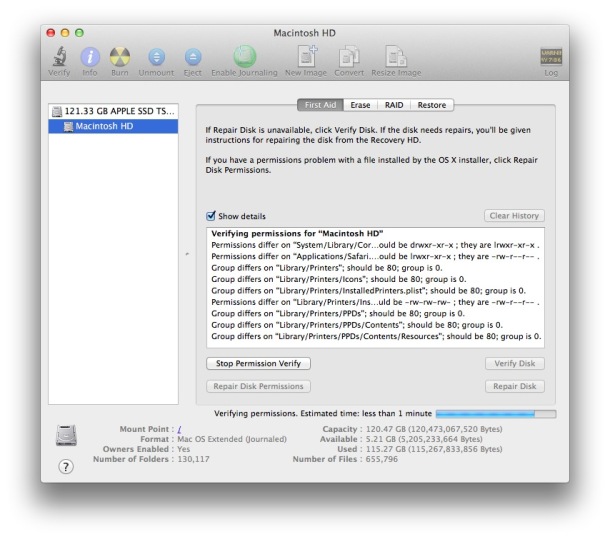 Repare los permisos de disco en una Mac con la utilidad de disco en OS X