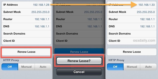 Renovar un contrato DHCP y obtener una nueva dirección IP en iOS