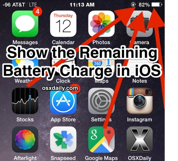 Ver el porcentaje de carga de la batería en iOS
