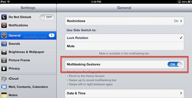 Habilite la multitarea en su iPad