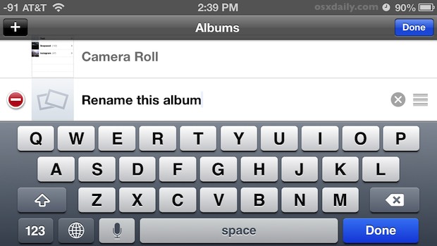Cambiar el nombre de un álbum de fotos en iPhone y iPod touch