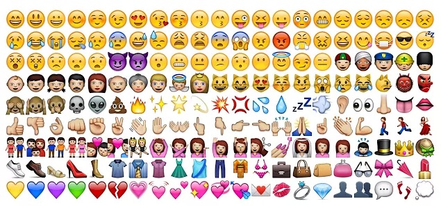 Muchos iconos de Emoji diferentes