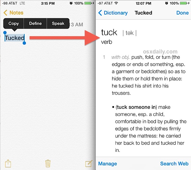 Diccionario mejorado con definiciones extendidas en iOS