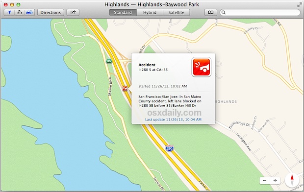 Informe de incidentes en Maps para OS X 