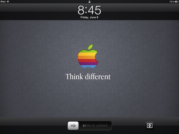 Logotipo retro de Apple y fondo de pantalla de bloqueo Think Different