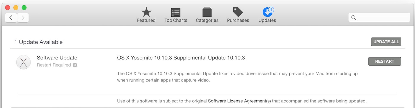 Actualización adicional de OS X Yosemite 10.10.3 para Mac