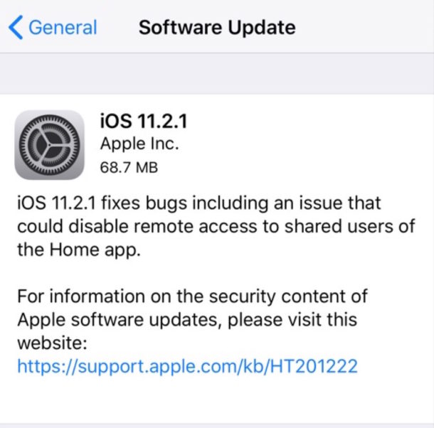 Actualización de software IOS 11.2.1