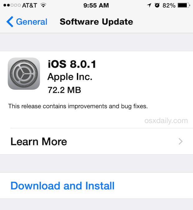 Descarga iOS 8.0.1 OTA