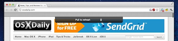 Arrastre para actualizar en Mac OS X.