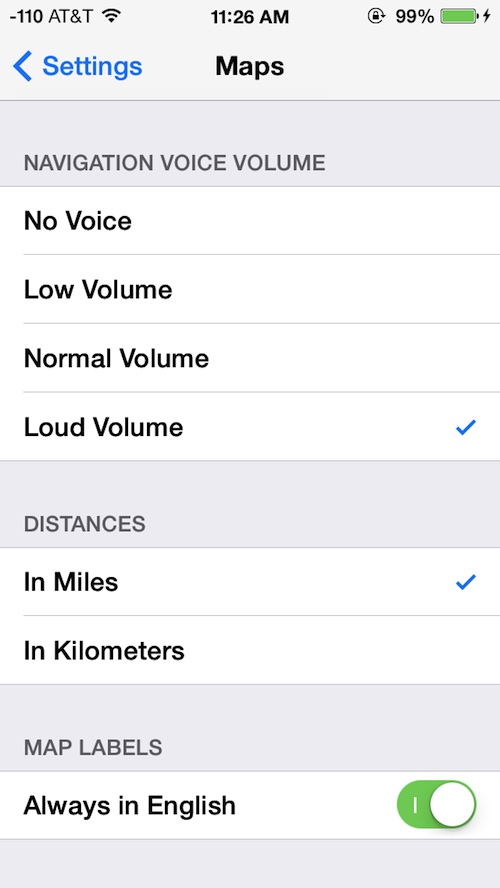 Línea por línea el volumen de las instrucciones de navegación en los mapas de iPhone
