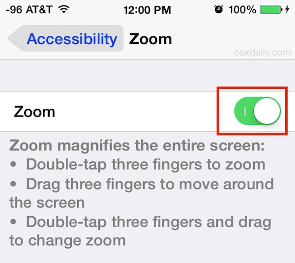 Habilitar Zoom en iPhone en iOS