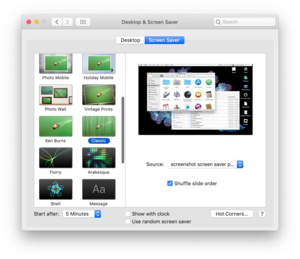 Establecer una captura de pantalla como protector de pantalla para la broma de Mac
