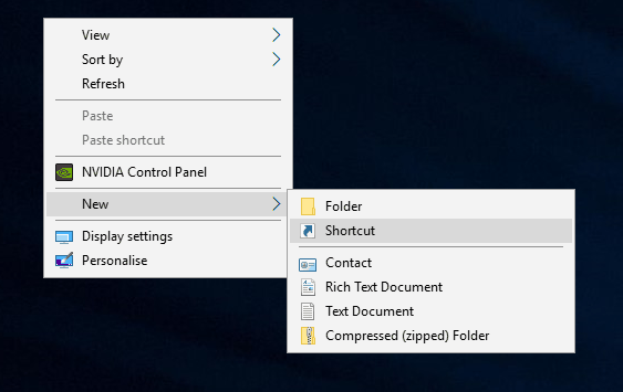 Windows 10: crea un nuevo acceso directo en el escritorio