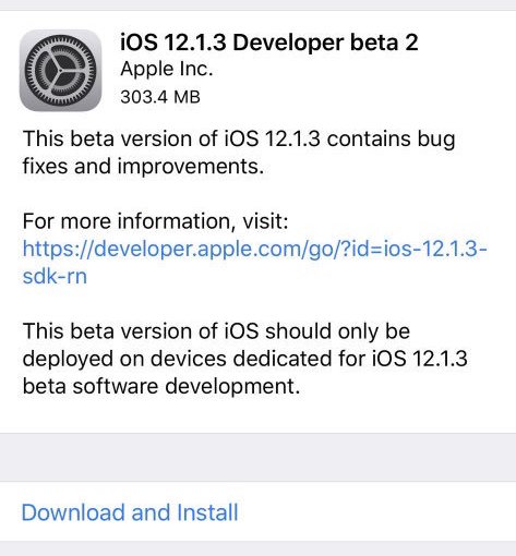 iOS 12.1.3 beta