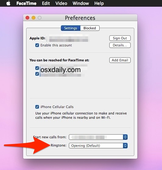 Cambia el sonido de tu tono de FaceTime en Mac OS X.