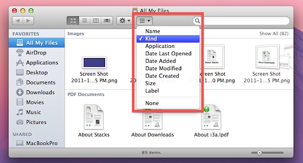 Ordenar todos mis archivos en OS X Lion