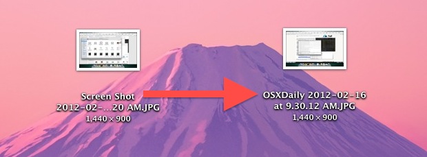 Cambie el nombre del archivo de captura de pantalla en Mac OS X.