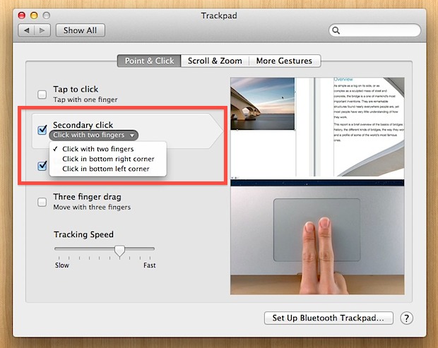 Cambie el clic derecho en Mac OS X.