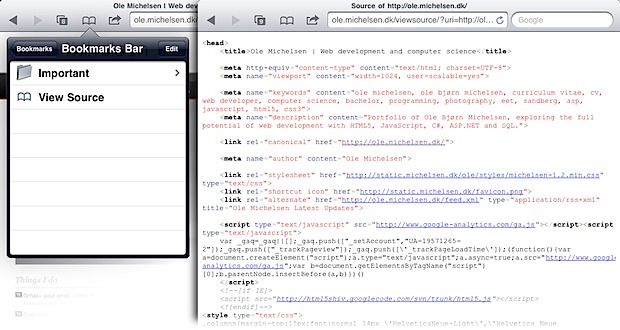 Ver código fuente en un iPad o iPhone