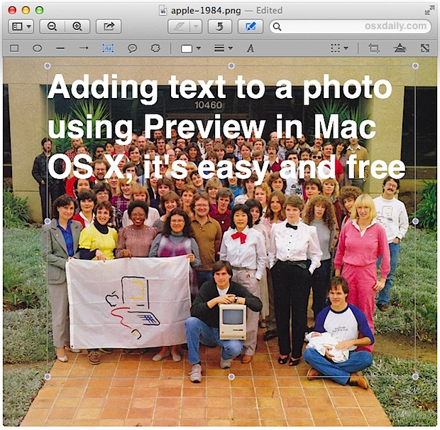 Colocar texto en una imagen de vista previa de forma gratuita en Mac OS X.