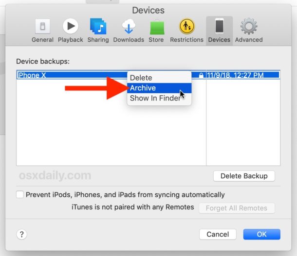 Cómo archivar las copias de seguridad de iTunes