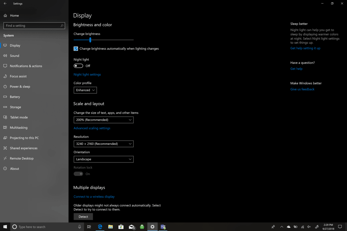 Microsoft, Windows 10, Configuración, Brillo de pantalla