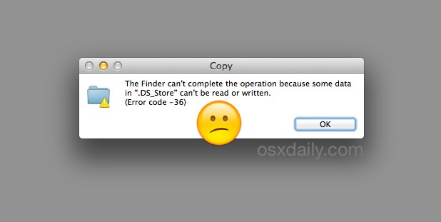 El código de error 36 en Mac Finder se ha corregido con la herramienta dot_clean de OS X