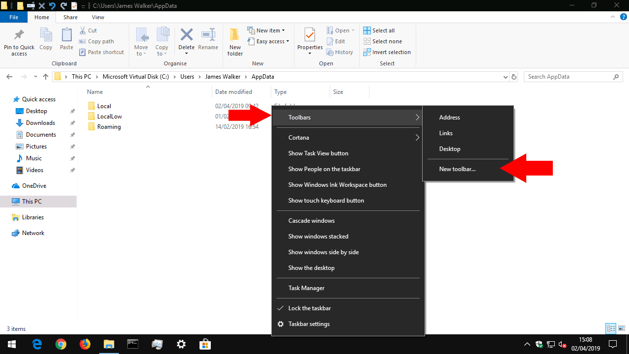 Creación de la barra de herramientas de la barra de tareas de Windows 10