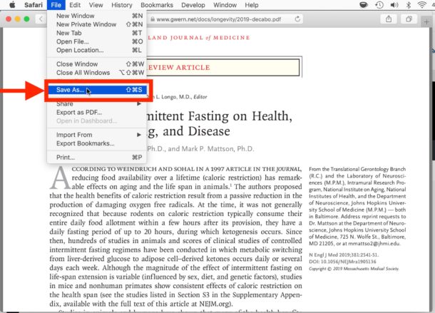 Cómo guardar y descargar un archivo PDF de Safari en Mac