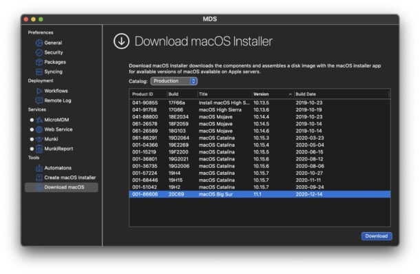 Cómo descargar instaladores de macOS completamente con MDS